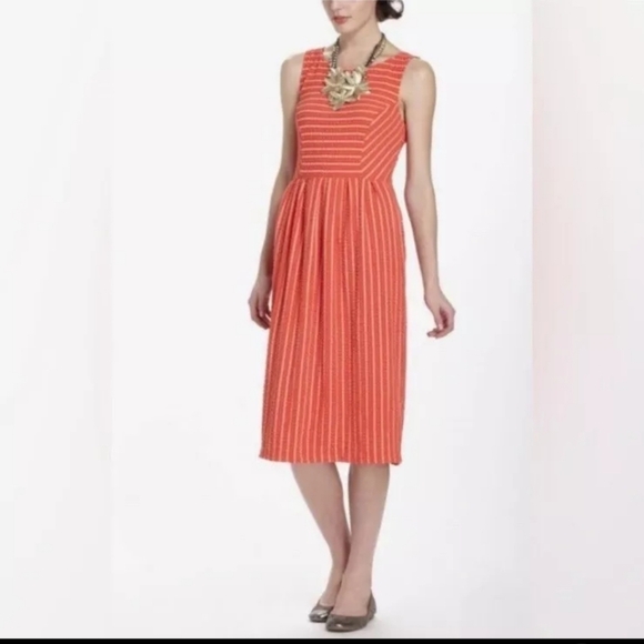 Anthropologie| Postage Postmark Midi Sleeveless Stripped Dress with Pockets - Picture 1 of 7